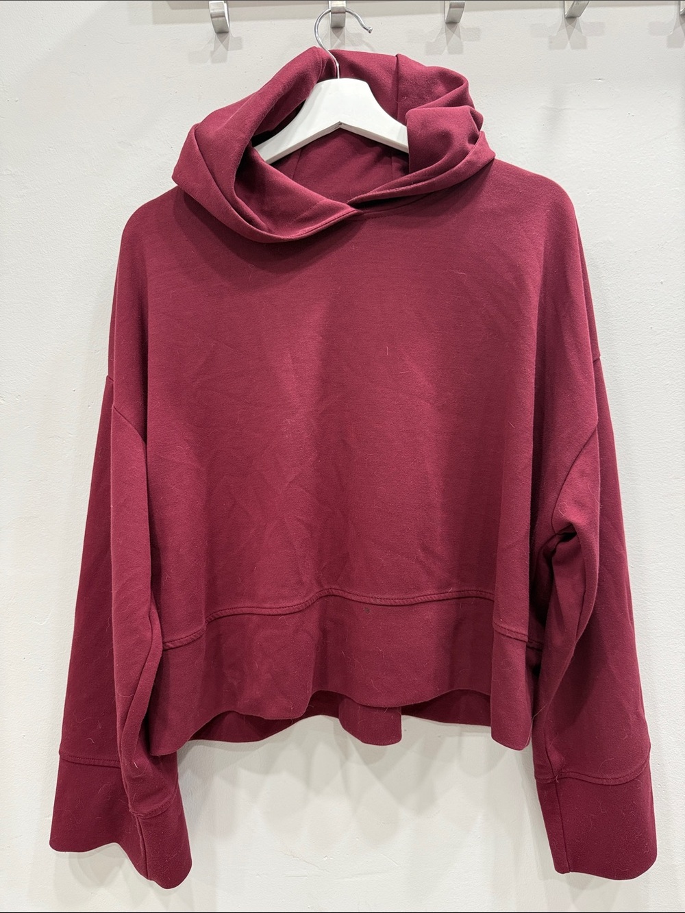 Primark Wine Red Cropped Oversized Hooded Sweatshirt
